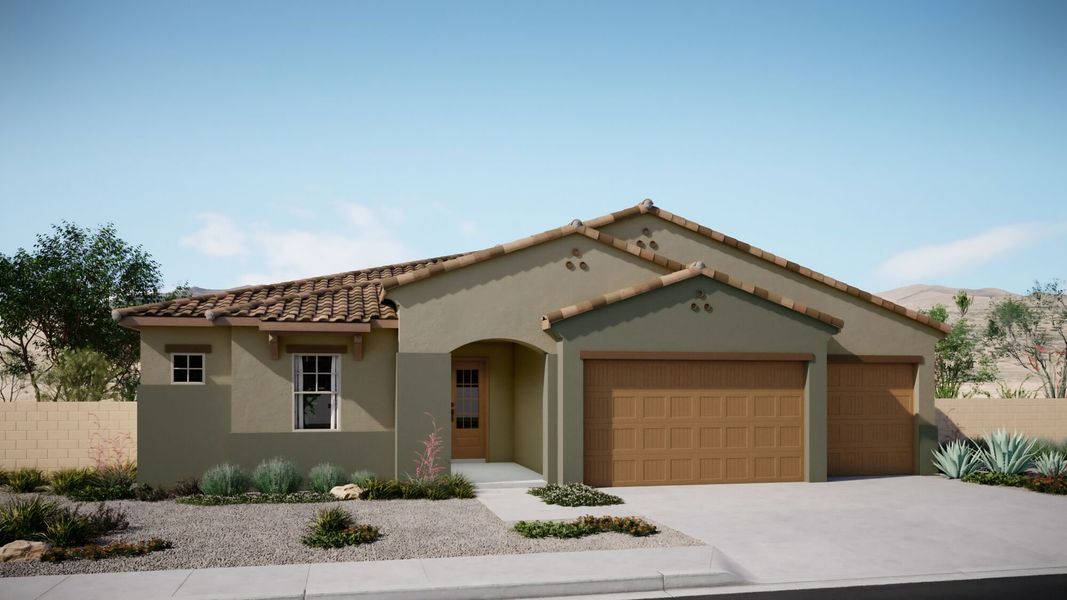 Representative exterior photo of a completed home built from the Hunter by Mattamy Homes in Mountain View Ranch, Vail, AZ (Image 21).