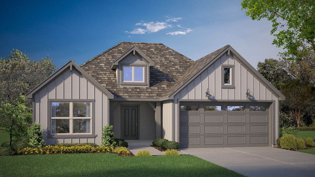 Representative exterior photo of a completed home built from the Dove by D.R. Horton in Rock Creek Ranch, Fort Worth, TX (Image 19).