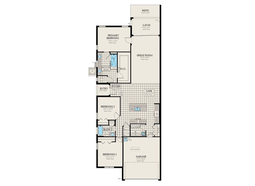 2D floor plan layout for the Monterey II by Viera Builders in Avalonia, Melbourne, FL (Image 3).