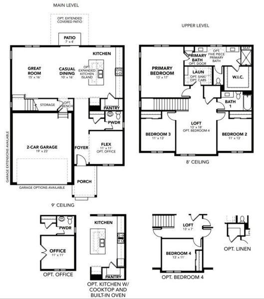 2D floor plan layout for the Kensington - Premier by Brightland Homes in Trevenna, Windsor, CO (Image 1).