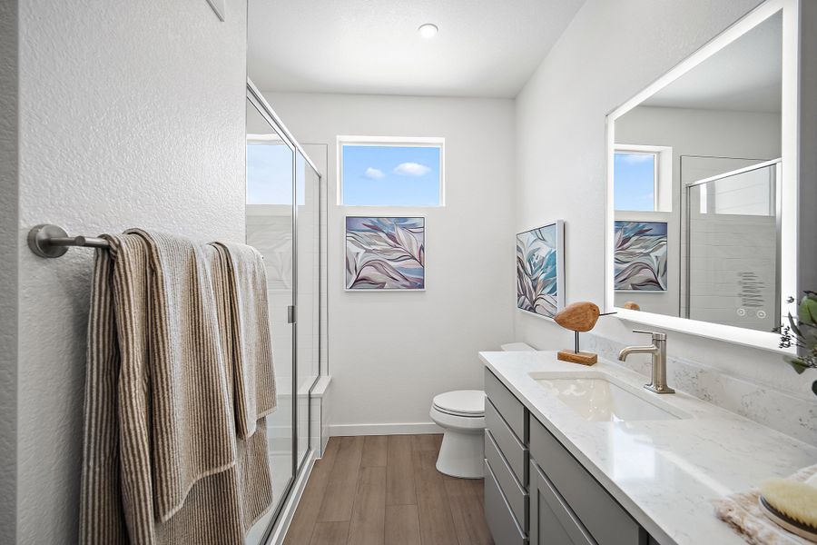 Furnished interior view inside a new home in Lyric at RidgeGate Condos, Lone Tree (Image 19).