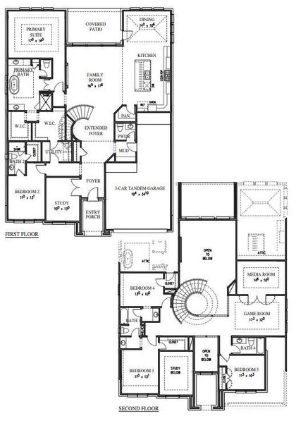2D floor plan layout of this home in Nolina - 60', Georgetown, TX (Image 3).