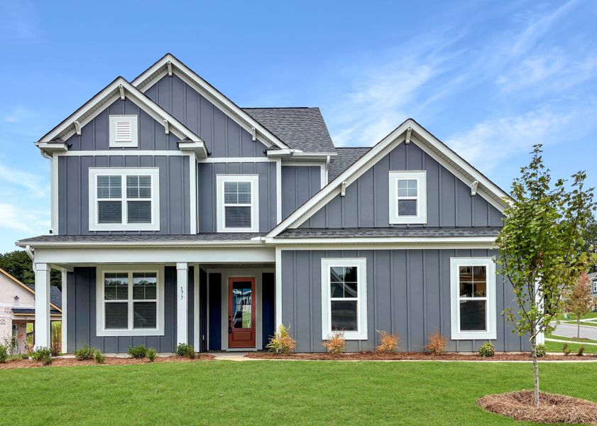 Front exterior of a new home in Adalyn Park, Mooresville, NC, highlighting curb appeal (Image 1). Front exterior of a new home in Adalyn Park, Mooresville, NC, highlighting curb appeal (Image 1).