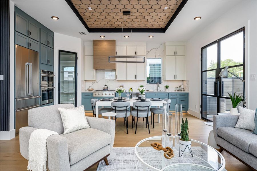The open-concept layout effortlessly connects kitchen, living, and dining spaces—designed for today’s modern lifestyle and effortless entertaining The open-concept layout effortlessly connects kitchen, living, and dining spaces—designed for today’s modern lifestyle and effortless entertaining