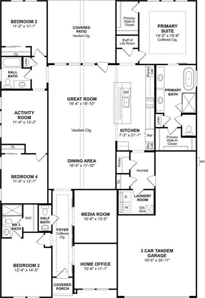 The Geneva floor plan by K. Hovnanian Homes. 1st Floor shown. *Prices, plans, dimensions, features, specifications, materials, and availability of homes or communities are subject to change without notice or obligation.