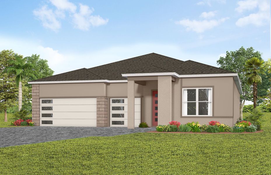 Representative exterior photo of a completed home built from the Mahogany by Pulte Homes in Lakehaven Estates, Clermont, FL (Image 2). Representative exterior photo of a completed home built from the Mahogany by Pulte Homes in Lakehaven Estates, Clermont, FL (Image 2).