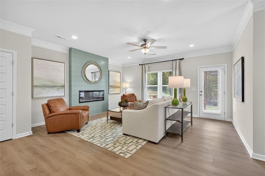 Furnished interior view inside a new home in Townes At The Stiles, Cartersville (Image 5). Furnished interior view inside a new home in Townes At The Stiles, Cartersville (Image 5).