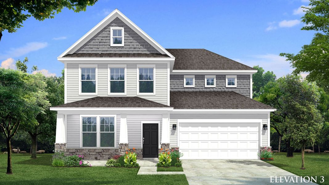 Representative exterior photo of a completed home built from the Jordan by DRB Homes in Owen Park, Gibsonville, NC (Image 2).