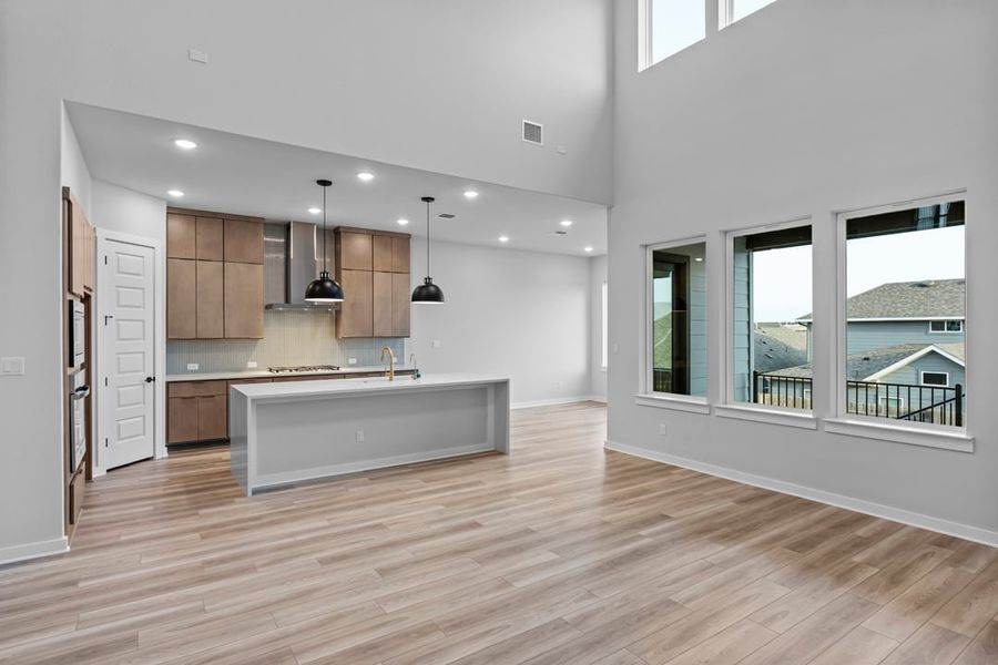 Furnished interior view inside a new home in Park Collection at Lariat, Liberty Hill (Image 8). Furnished interior view inside a new home in Park Collection at Lariat, Liberty Hill (Image 8).