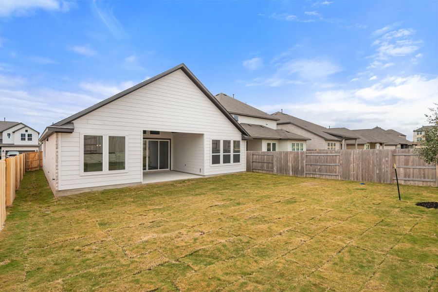 Exterior details and patio area of a home in Lariat, Liberty Hill (Image 30). Exterior details and patio area of a home in Lariat, Liberty Hill (Image 30).