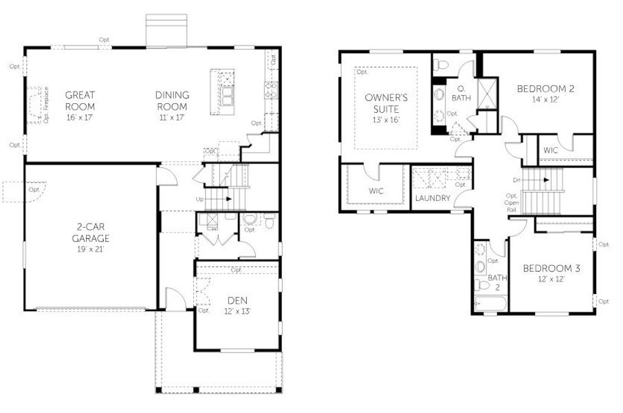 2D floor plan layout for the Rainier - 50' Homesites by Dream Finders Homes in Farmstead, Berthoud, CO (Image 4).