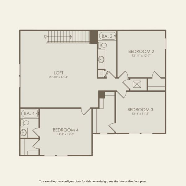 2D floor plan layout for the Winthrop by Pulte Homes in Linden Grove, Powder Springs, GA (Image 4).