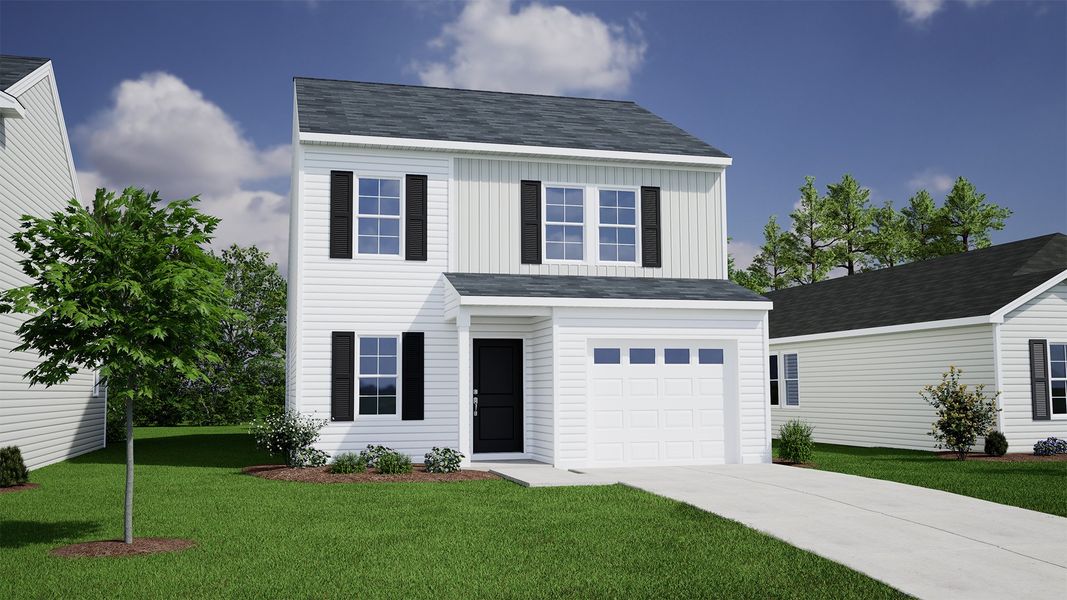 Front exterior of a new home in Mayfair Village, Spartanburg, SC, highlighting curb appeal (Image 1). Front exterior of a new home in Mayfair Village, Spartanburg, SC, highlighting curb appeal (Image 1).