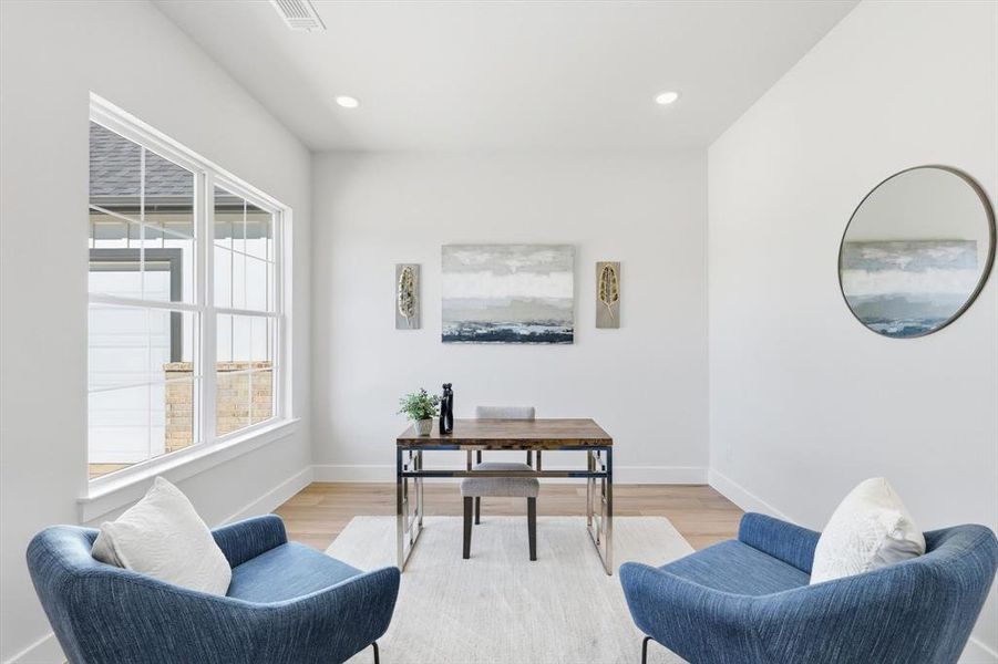 Office with recessed lighting