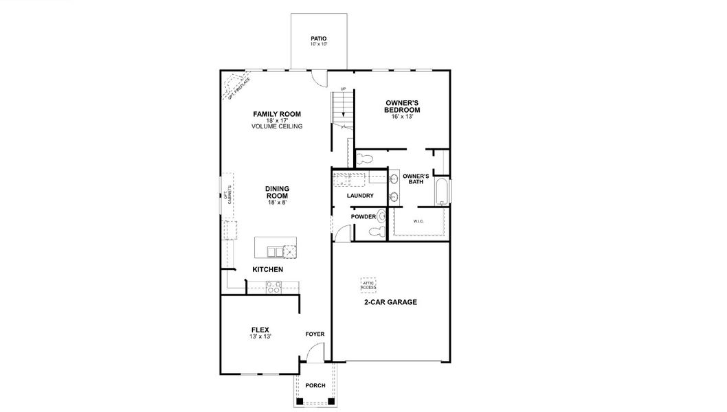 2D floor plan layout for the Birmingham by M/I Homes in Chaparral Park, Oak Point, TX (Image 4).