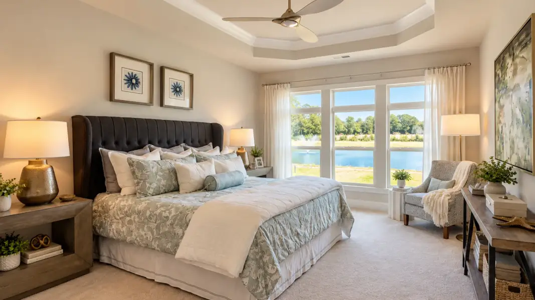 Furnished interior view inside a new home in Courtyards by Carrell, Ocean Isle Beach (Image 14).