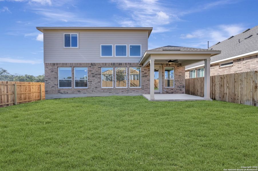 Exterior details and patio area of a home in Davis Ranch 50', San Antonio (Image 23).