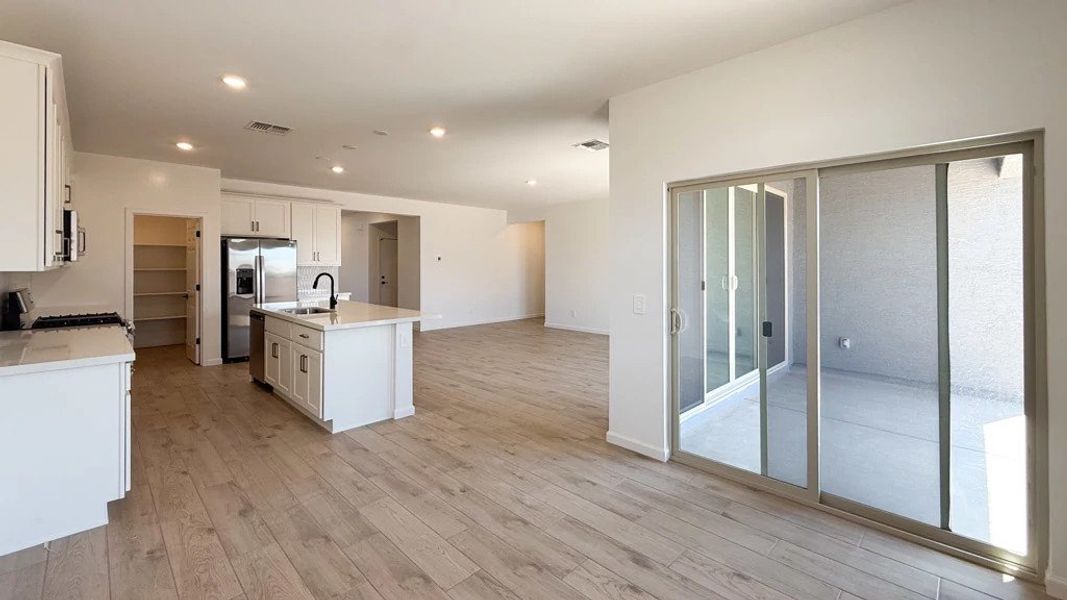 Dining nook into kitchen and great room