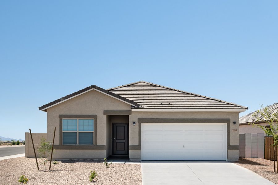 Representative exterior photo of a completed home built from the Prism by Starlight Homes in Agave Trails, Buckeye, AZ (Image 2).