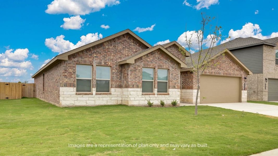 Representative exterior photo of a completed home built from the The Holden by D.R. Horton in Viridian, Lubbock, TX (Image 2). Representative exterior photo of a completed home built from the The Holden by D.R. Horton in Viridian, Lubbock, TX (Image 2).