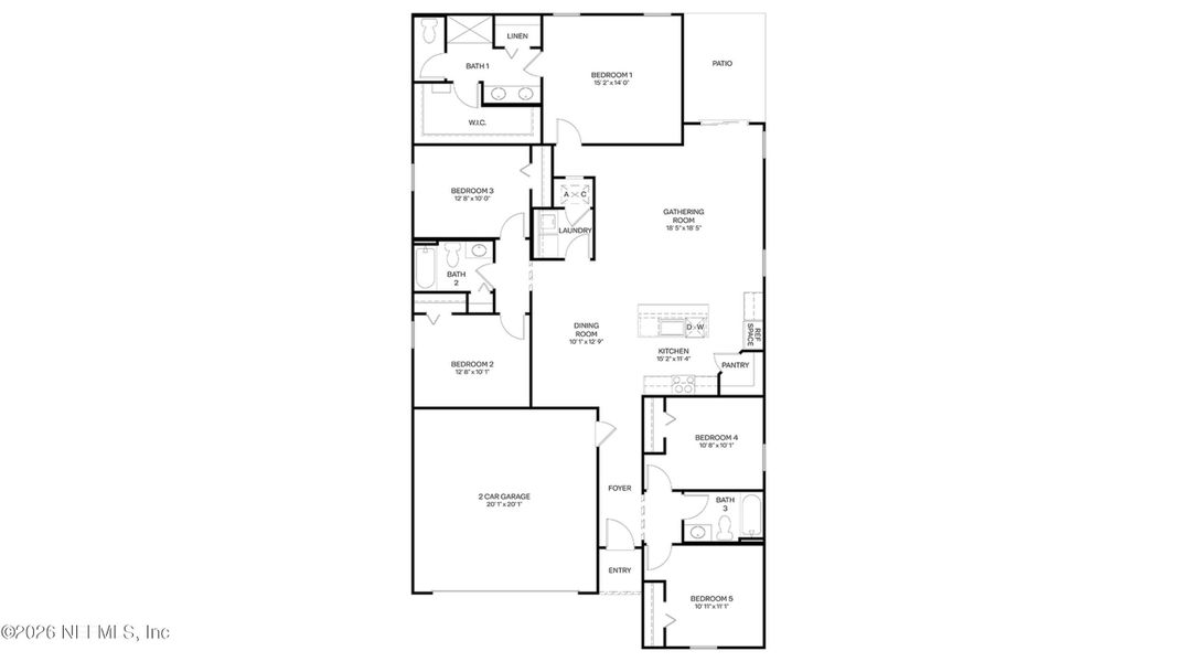 2D floor plan layout of this home in The Arbors, Jacksonville, FL (Image 5).