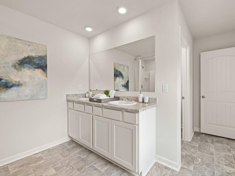 Furnished interior view inside a new home in Oaks at Cedar Grove, Fairburn (Image 37).