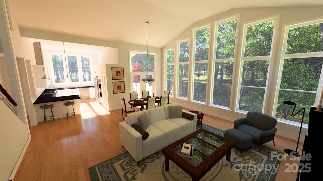 Open to dining and kitchen - rendered