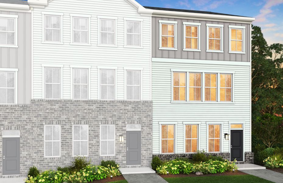 Front exterior of a new home in Galloway Towns, Charlotte, NC, highlighting curb appeal (Image 23).