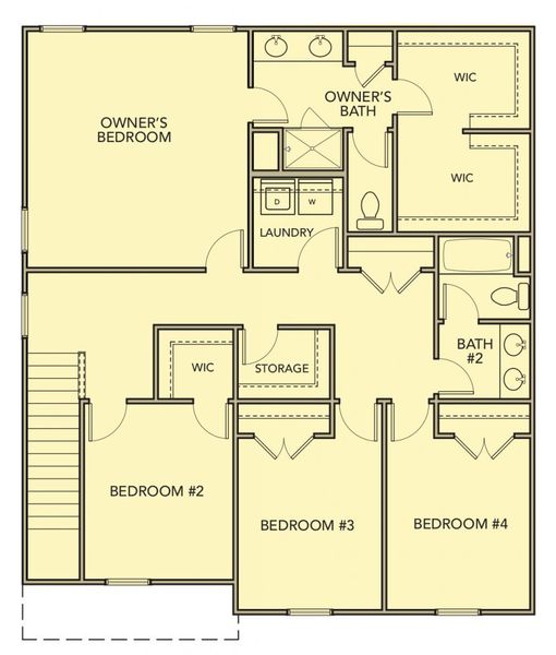 2D floor plan layout for the Spruce by Kerley Family Homes in Meadow Pines, Dallas, GA (Image 4).
