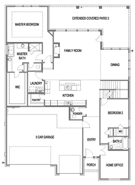 2D floor plan layout of this home in Santa Rita Ranch, Liberty Hill, TX (Image 5).