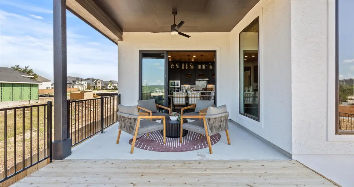 Exterior details and patio area of a home in Sweetwater, Austin (Image 3).