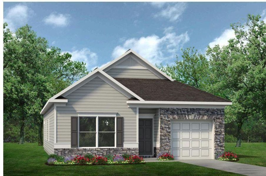 Front exterior of a new home in Fair Oak, Calhoun, GA, highlighting curb appeal (Image 1). Front exterior of a new home in Fair Oak, Calhoun, GA, highlighting curb appeal (Image 1).