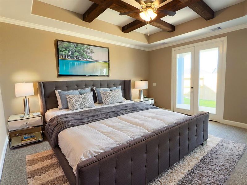The Portico A's primary suite offers a luxurious retreat with a spacious layout and a serene ambiance designed for ultimate relaxation. *Image depicts home as-is virtually staged.
