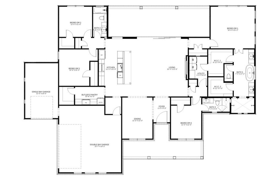 2D floor plan layout for the Concho II by Flintrock Builder in King Oaks, Salado, TX (Image 3). 2D floor plan layout for the Concho II by Flintrock Builder in King Oaks, Salado, TX (Image 3).