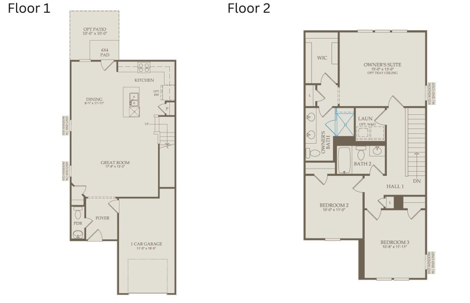 2D floor plan layout of this home in Carpenter Falls, Durham, NC (Image 3).