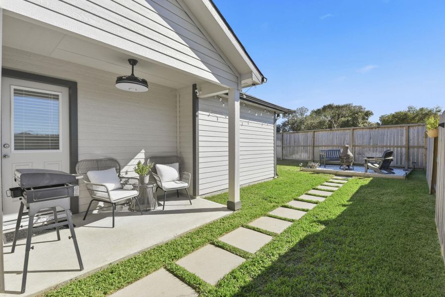 Exterior details and patio area of a home in Haven at Kieth Harrow, Katy (Image 4).