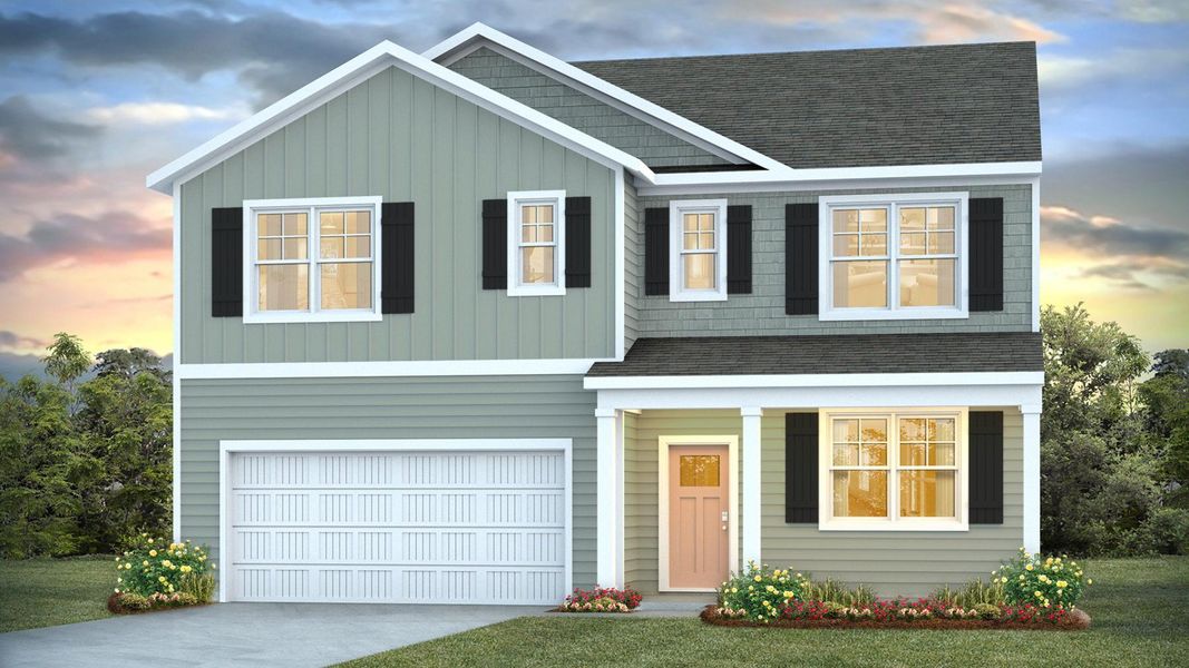 Representative exterior photo of a completed home built from the HAYDEN by D.R. Horton in Vineyard Trail, Jacksonville, NC (Image 1). Representative exterior photo of a completed home built from the HAYDEN by D.R. Horton in Vineyard Trail, Jacksonville, NC (Image 1).