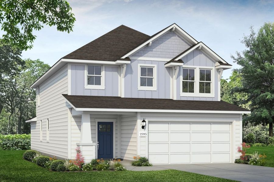 Representative exterior photo of a completed home built from the Cascade 2595 by Brohn Homes in Cascade, Liberty Hill, TX (Image 2). Representative exterior photo of a completed home built from the Cascade 2595 by Brohn Homes in Cascade, Liberty Hill, TX (Image 2).