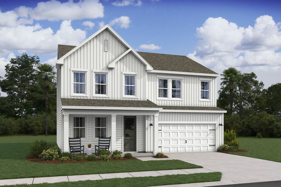 Front exterior of a new home in Stono Village, Hollywood, SC, highlighting curb appeal (Image 1).
