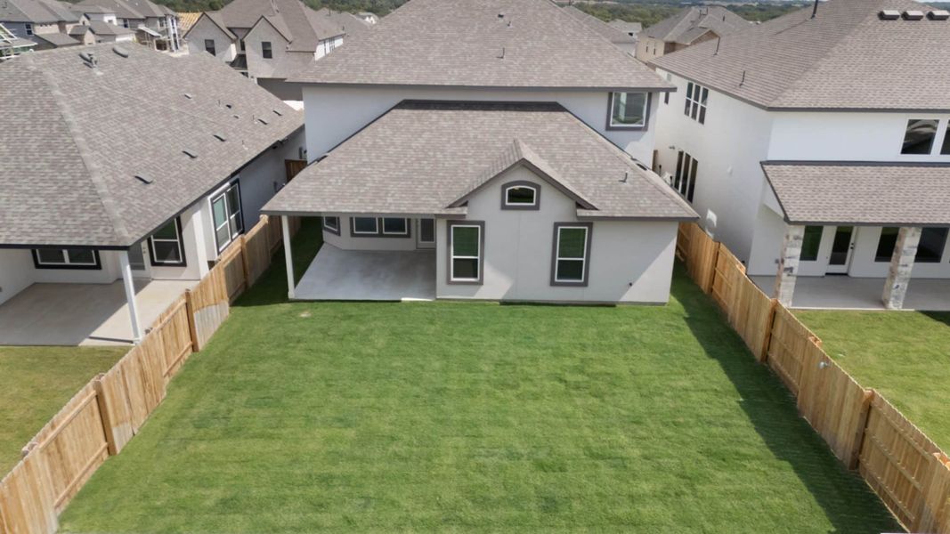 Exterior details and patio area of a home in Lariat, Liberty Hill (Image 4). Exterior details and patio area of a home in Lariat, Liberty Hill (Image 4).