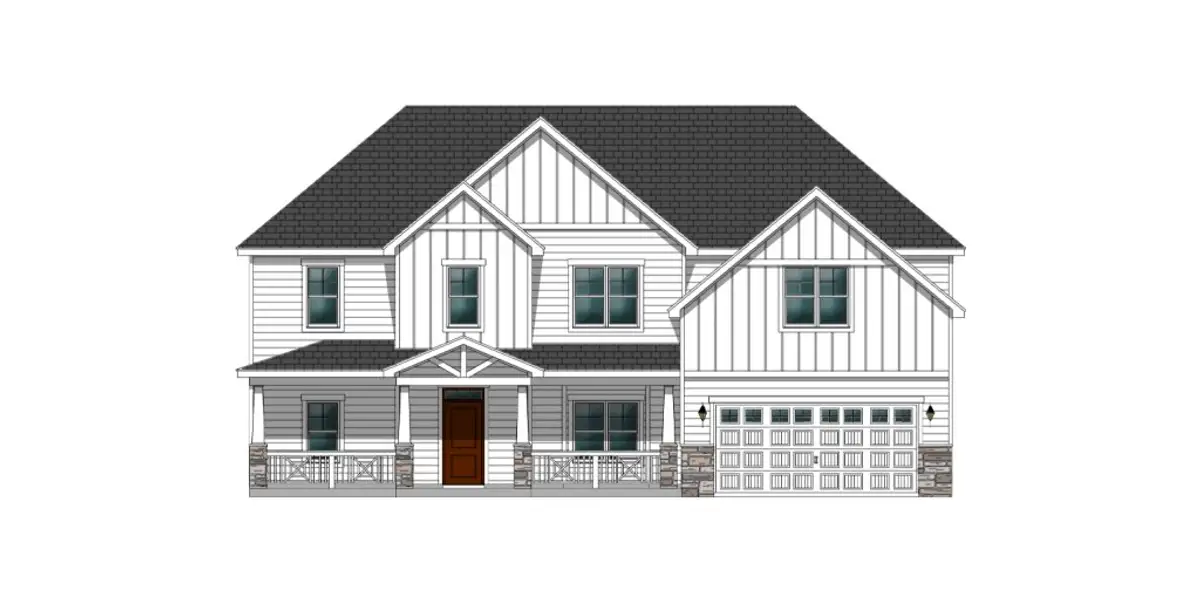 Front exterior of a new home in Cheshire Landing, Grimesland, NC, highlighting curb appeal (Image 1).