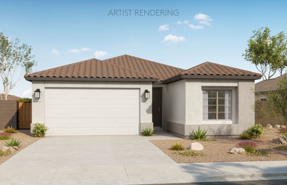 Representative exterior photo of a completed home built from the Bergamot by Pulte Homes in Shadow Ridge, Avondale, AZ (Image 15). Representative exterior photo of a completed home built from the Bergamot by Pulte Homes in Shadow Ridge, Avondale, AZ (Image 15).