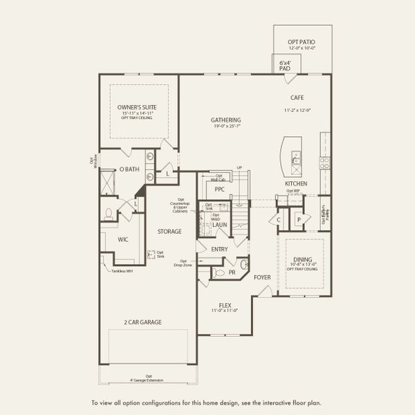 2D floor plan layout for the Vanderbilt by Pulte Homes in Indigo Bay, Myrtle Beach, SC (Image 6).