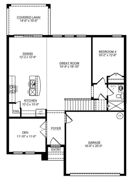 2D floor plan layout for the Coral by D.R. Horton in Palmetto Landing at Babcock Ranch, Punta Gorda, FL (Image 3).