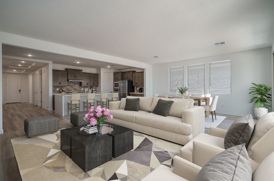 Representative furnished interior of a home built from the Willow by William Ryan Homes in The Grove at El Cidro, Goodyear (Image 20). Representative furnished interior of a home built from the Willow by William Ryan Homes in The Grove at El Cidro, Goodyear (Image 20).