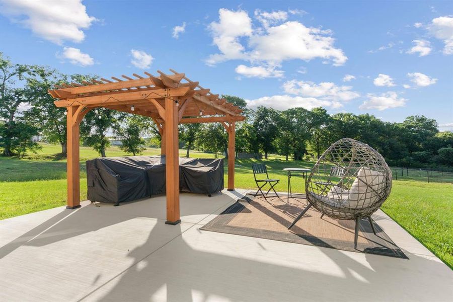 View of patio / terrace with a pergola