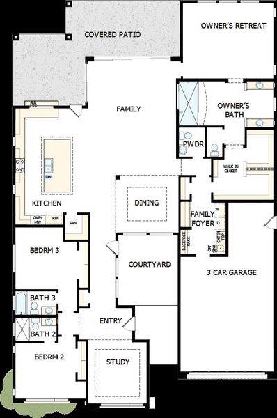 2D floor plan layout of this home in The Ridge at Victory, Buckeye, AZ (Image 2).