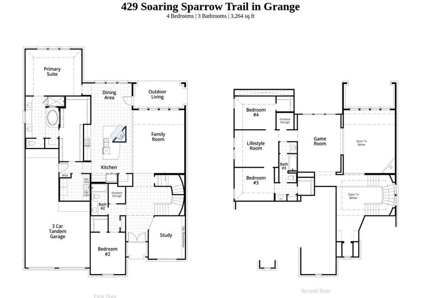 2D floor plan layout of this home in Grange: 60ft. lots, Katy, TX (Image 3).
