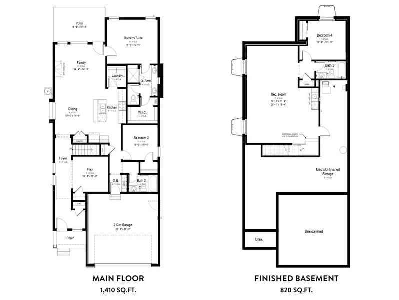 2D floor plan layout for the Pintail by View Homes in Buffalo Highlands – Commerce City, Commerce City, CO (Image 3).