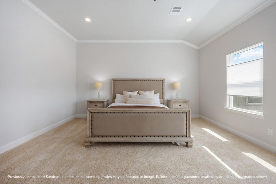 Ample space accommodates a king-size bed effortlessly, affirming the primary bedroom as a suite of grand proportions. Ample space accommodates a king-size bed effortlessly, affirming the primary bedroom as a suite of grand proportions.